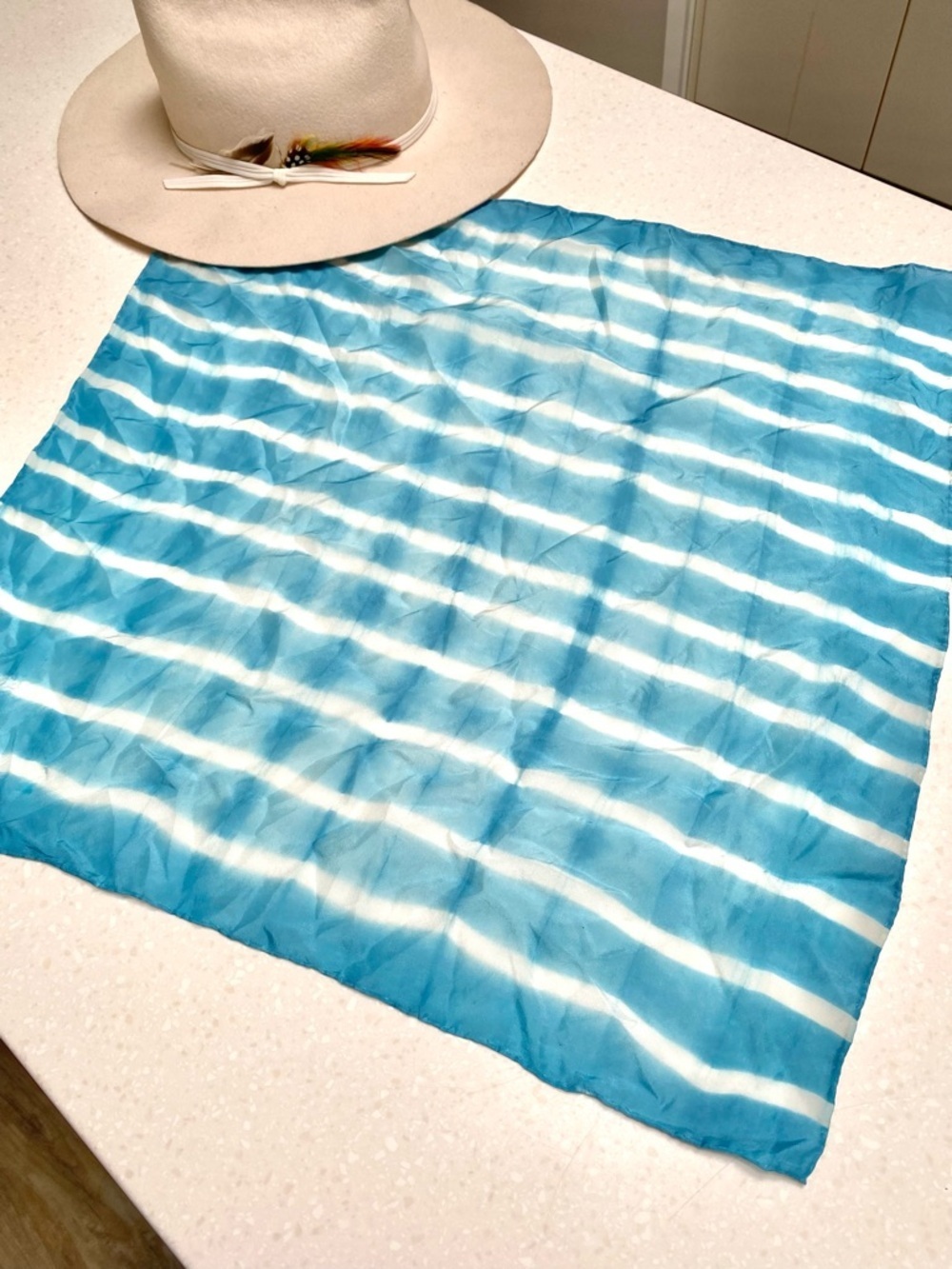 Costal boho SILK scarf/neck wrap w Mediterranean resort vacay beach vibe
